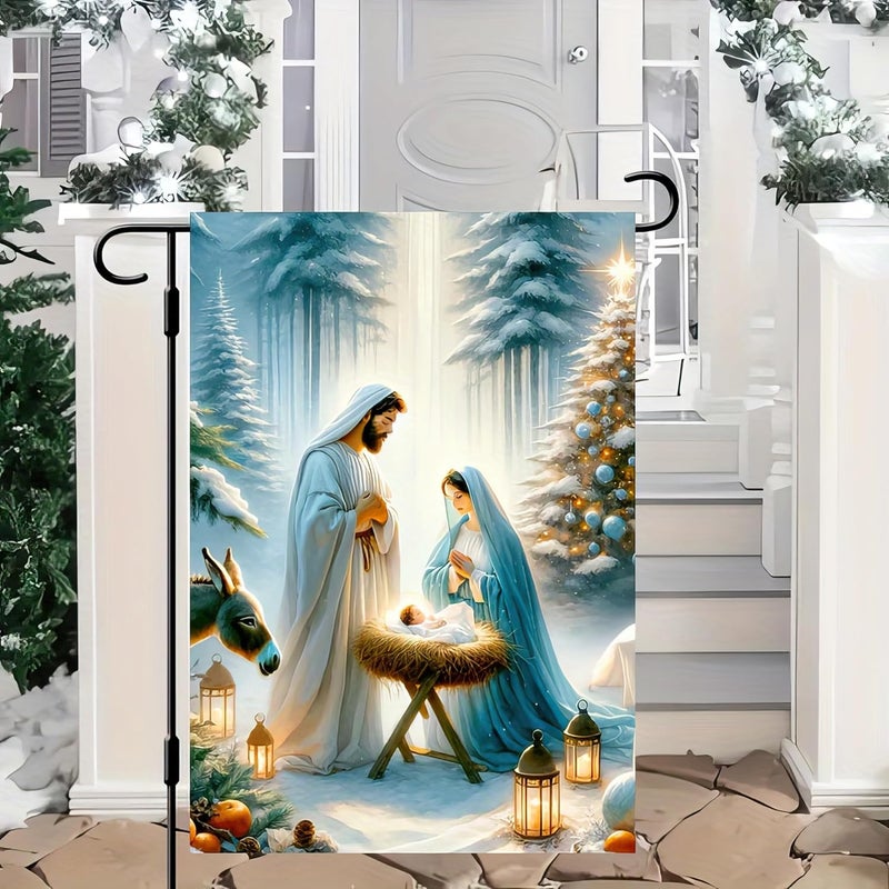 BlissYard Christmas Garden Flag 12x18 Inches - Double-Sided Nativity Scene with Holy Family and Baby Jesus, Weatherproof Religious Outdoor Decoration for Lawn, Patio, and Garden - Image 4
